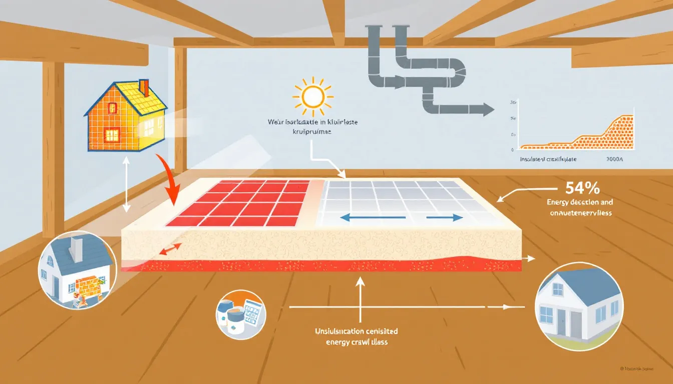 Illustratie van de voordelen van vloerisolatie in de kruipruimte.