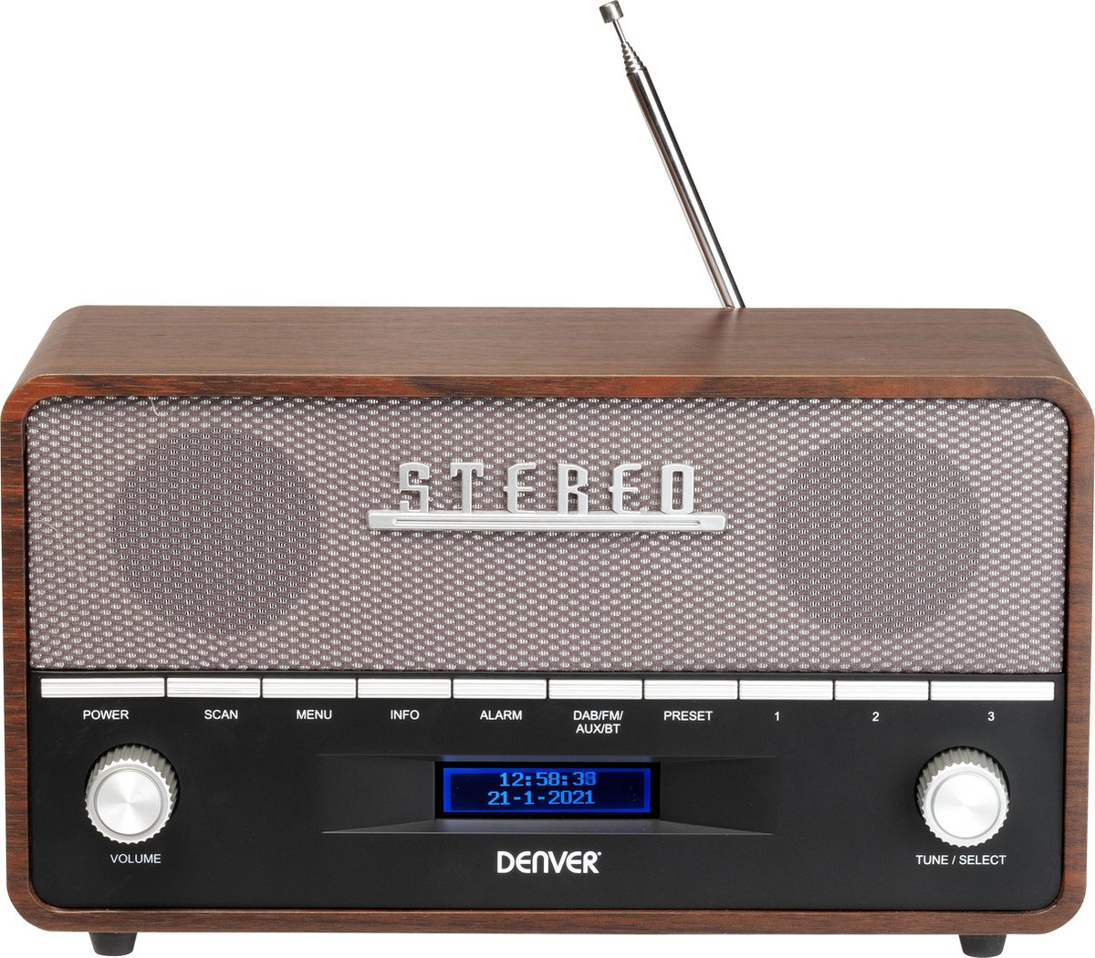 Denver DAB36 - Retro DAB+ Radio - Hout Denver DAB36 - Retro DAB+ Radio - Hout