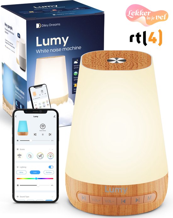 Diley Dreams Lumy Smart White Noise Machine - App & Slimme Wekker - Slaaptrainer - Slaap Geluidsmachine Diley Dreams Lumy Smart White Noise Machine - App & Slimme Wekker - Slaaptrainer - Slaap Geluidsmachine