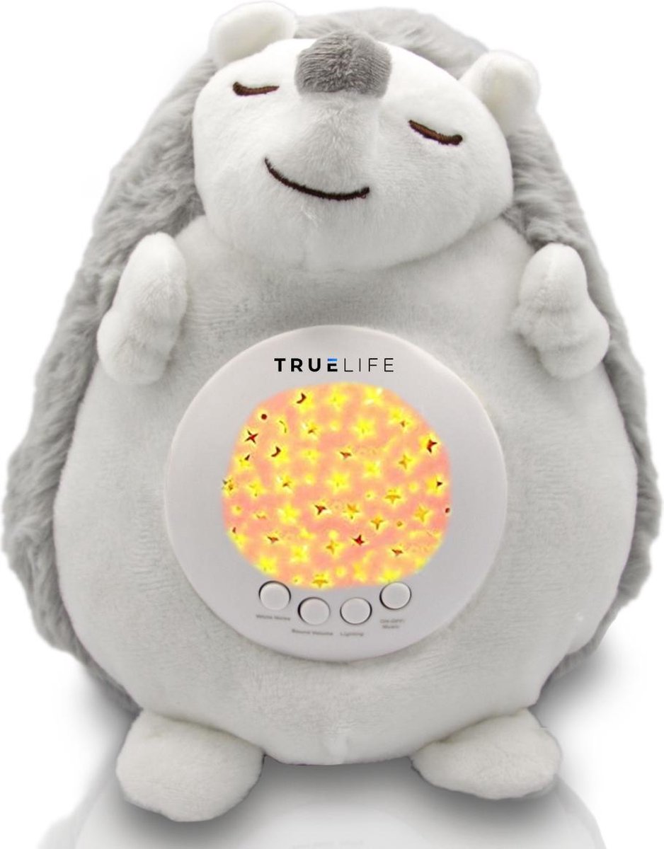 TrueLife Slaaptrainer en White Noise Machine en Sterrenprojector – Knuffel Egel – Slaapgeluiden – Witte Ruis – Baby - Peuter