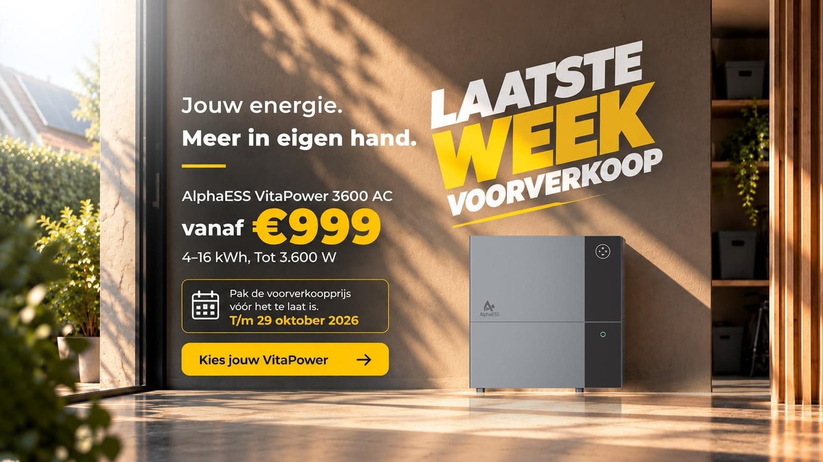 Laatste kans: AlphaESS VitaPower vanaf € 999 — voorverkoop eindigt op 29 oktober