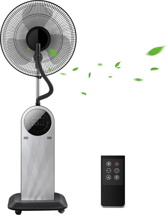 Aigostar Forest Mist 33JTU statiefventilator met mist functie en afstandsbediening zwart rvs