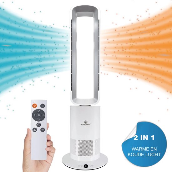 Aironex bladloze ventilator luchtcirculator modern design wit zonder zichtbare bladen