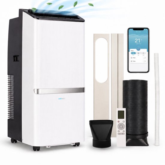Aironex Mobiele Airco 12.000 BTU stil en compact met app-bediening
