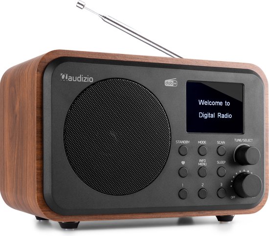 Audizio Milan DAB+ radio retro houten radio met Bluetooth en accu