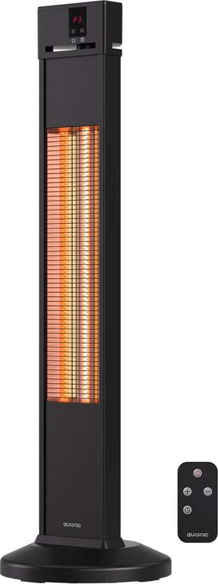 Auronic infrarood terrasverwarmer staand 2000W zwart met afstandsbediening