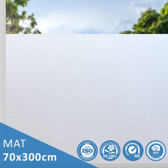 BODESSA raamfolie matglas privacy zelfklevend anti-inkijk folie 70x300cm