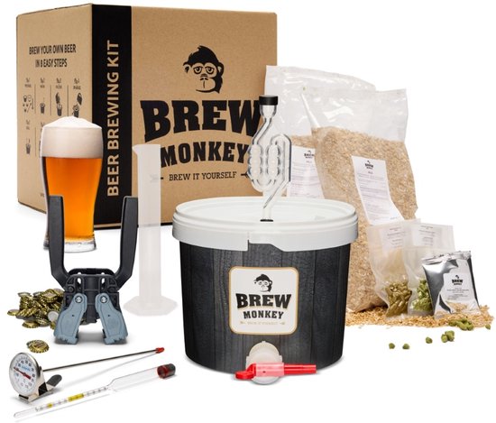 Brew Monkey Compleet IPA bierbrouwpakket om zelf bier te brouwen als kerstpakket