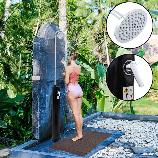 casa.pro Ampend solardouche 18 liter zwart compacte buitendouche met zonneverwarming