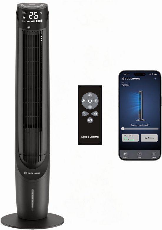 CoolHome AC2207 aircooler luchtkoeler met afstandsbediening dimbaar LED scherm 108 cm
