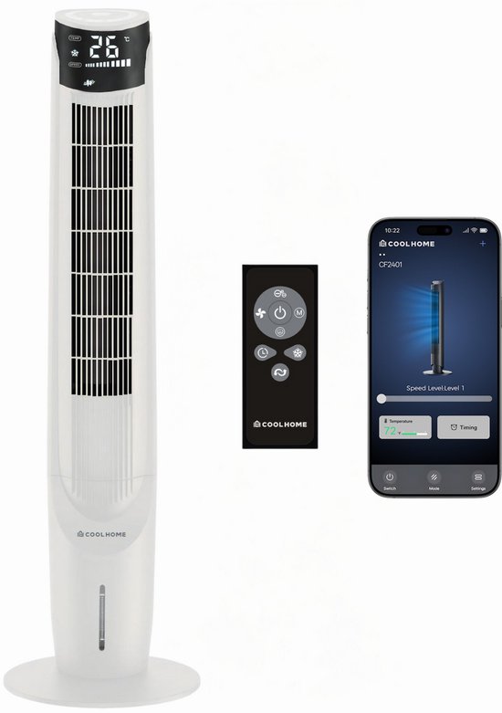 CoolHome AC2209 aircooler wit met draaifunctie afstandsbediening dimbaar LED scherm
