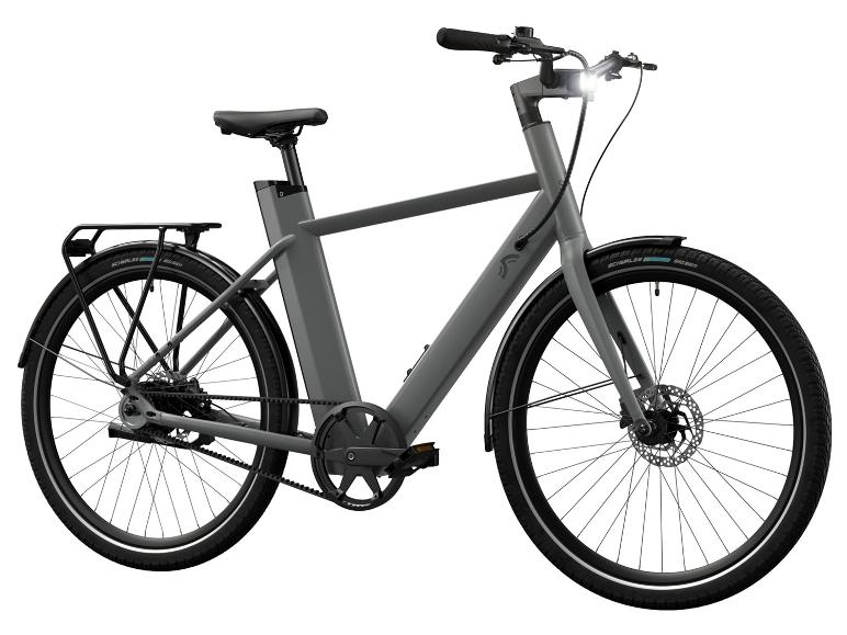Crivit Urban 3.0 X met riemaandrijving schuin van opzij, met matgrijs frame en schijfremmen