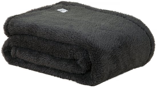 DoubleDry teddy fleece deken antraciet ultrazacht plaid 130x170 cm