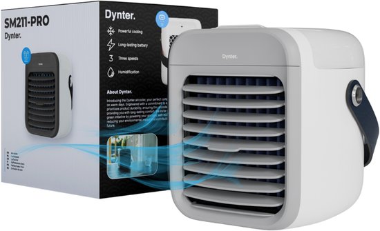 Dynter SM211 draadloze mini luchtkoeler grijs compact USB-C oplaadbaar bureau