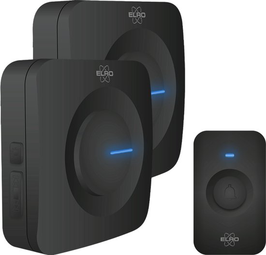 ELRO DB3000 draadloze deurbel set twee ontvangers 300 meter IP65 zwart