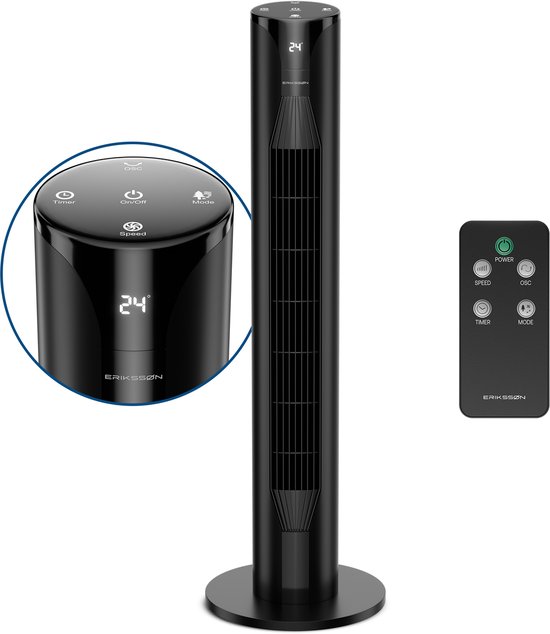 Erikssøn Torenventilator Silent Comfort zwart 106 cm staand