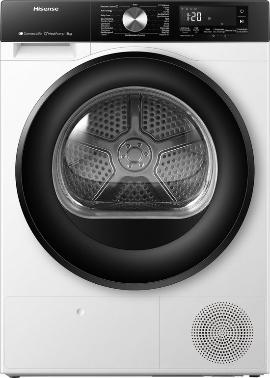 Hisense 3S DH3S802BW2 energiezuinige warmtepompdroger 8 kg met allergy care