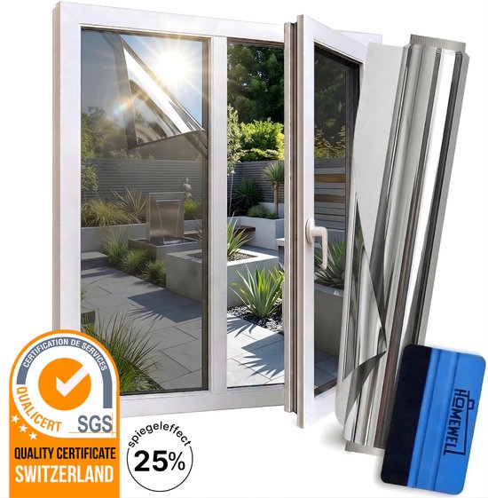 Homewell zonwerende raamfolie 70x300 cm zilver reflecterend