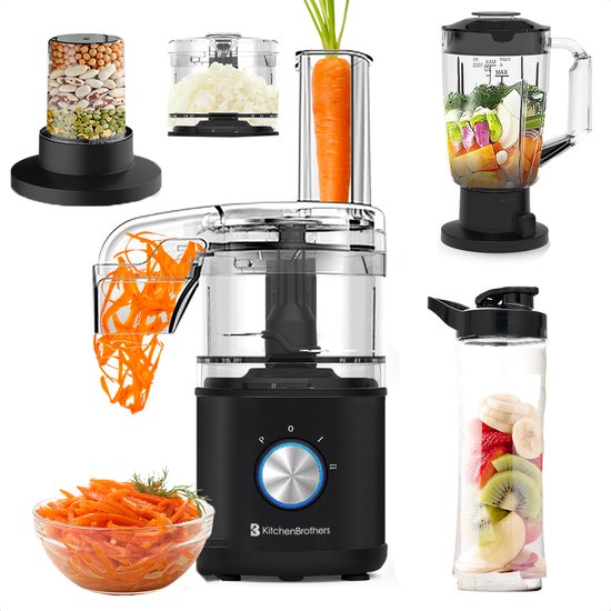 KitchenBrothers foodprocessor 5-in-1 compacte keukenmachine zwart