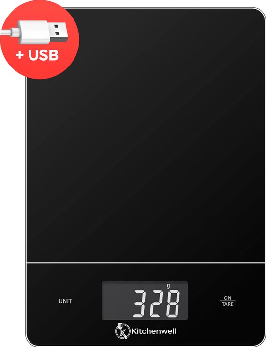 Kitchenwell KN353 digitale keukenweegschaal USB oplaadbaar tot 15 kg