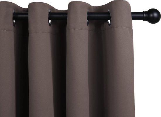 Lifa-Living gordijn donker taupe geluidswerend verduisterend met ringen 150x250 cm