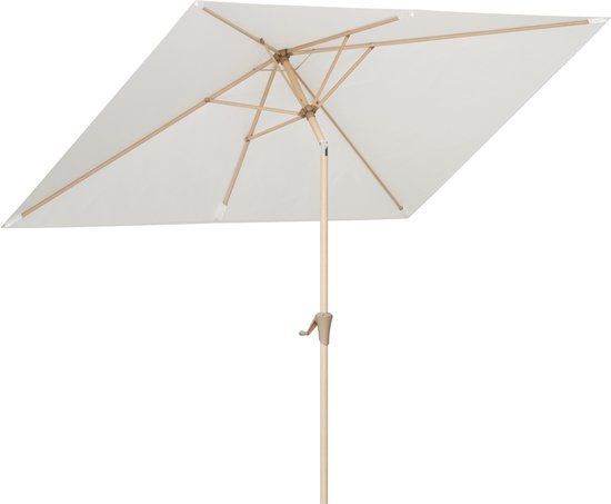 LifeGoods parasol tuin 270 bij 180 cm kantelbaar met UPF50 waterdicht doek creme