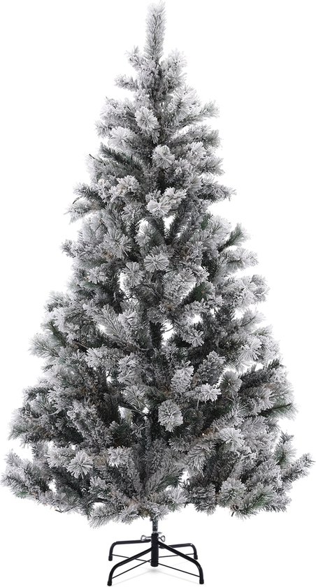 Meisterhome besneeuwde kunstkerstboom 210 cm met witte sneeuw en standaard