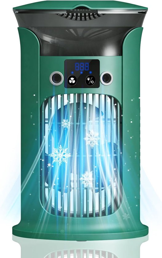 Mobiele airco 3-in-1 400ml blauw zonder afvoerslang 90 graden oscillatie 10 watt