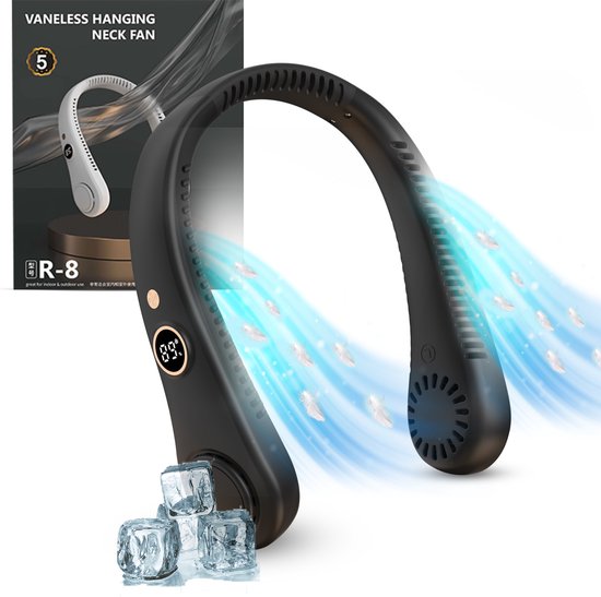 Nekventilator met display oplaadbaar draagbaar met digitaal accu-indicator scherm
