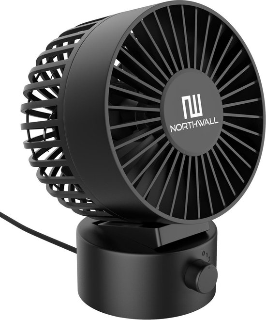 Northwall mini USB tafelventilator zwart retro stil bureauventilator