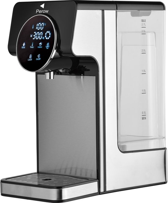 Perow heetwaterdispenser 2,7 liter met touchscreen en kokend water binnen tien seconden