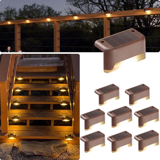 RS Goods LED Wandlampen Solar 8 stuks buitenverlichting tuinverlichting