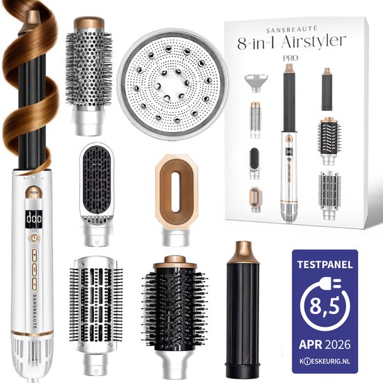 Sansbeauté 8-in-1 airstyler multistyler met opzetstukken en opbergdoos