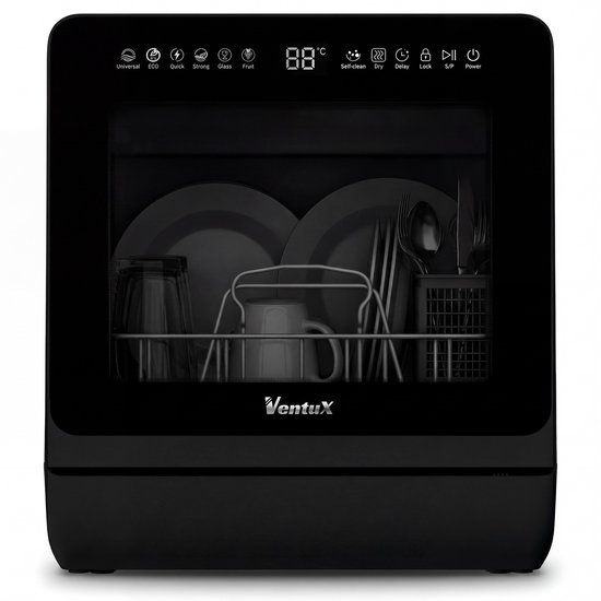 Ventux mini vaatwasser met waterreservoir compact tafelmodel 4-6 couverts