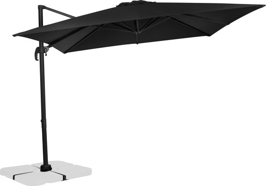 VONROC Premium zweefparasol Pisogne 300 bij 300 cm met UV-werend doek antraciet zwart