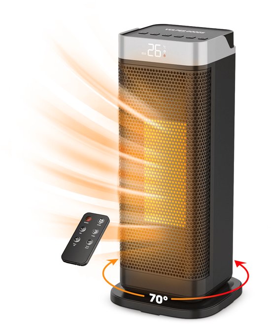 Vulpes Goods elektrische keramische ventilatorkachel 2000W met afstandsbediening