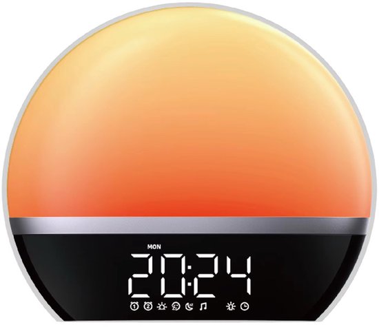 Wake Up Light digitale wekker 30 geluiden 8 sfeer kleuren snooze licht dimmer