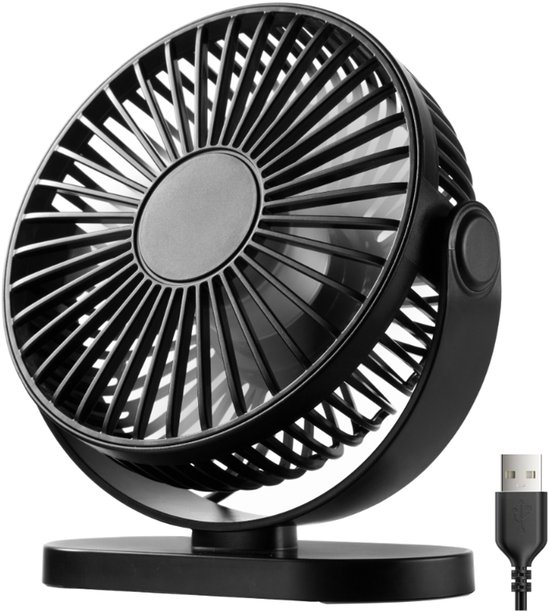 YONO USB Tafelventilator voor tafel of bureau kantelbaar 3 snelheden zwart