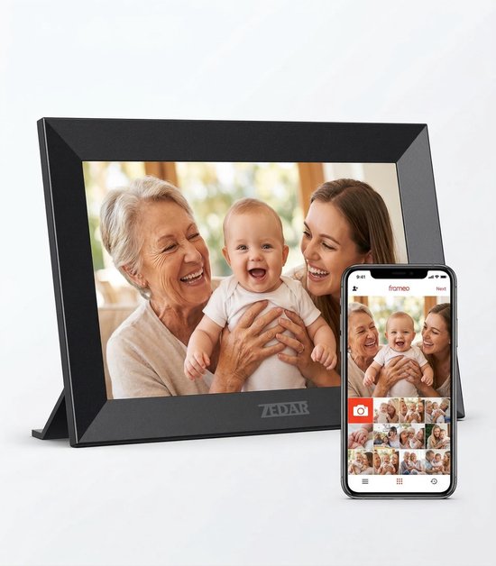 Zedar digitale fotolijst 15.6 inch met wifi en Frameo app premium fotokader